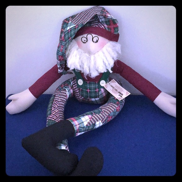 Plush plushy Tartin Plaid Santa Draft Chill Cold Air Door Doll Overly Raker USA - Picture 1 of 7
